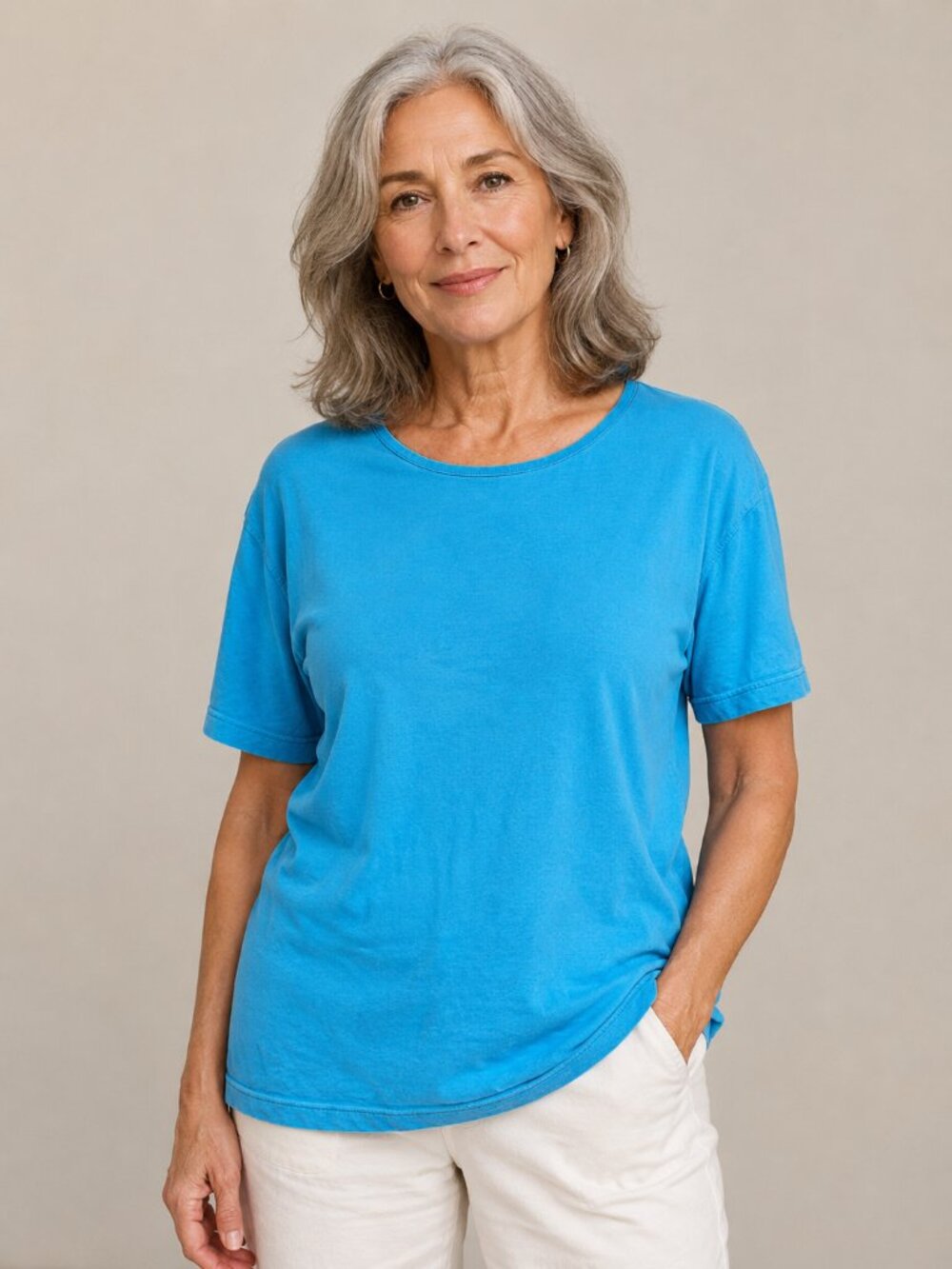 Don Rakow Blue Silk Cotton Blend Tee Top